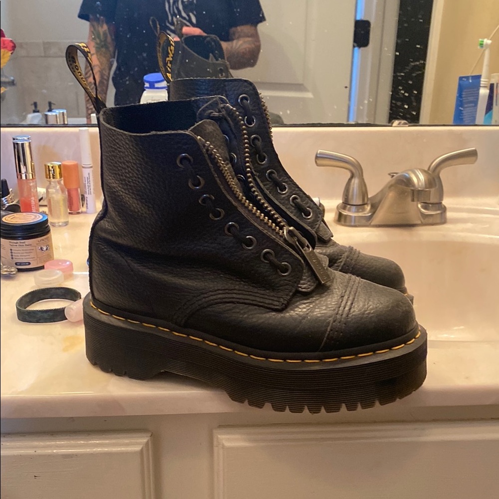 Black Leather Platform Boots